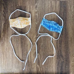 2 Pleated Cotton Masks with Head Ties